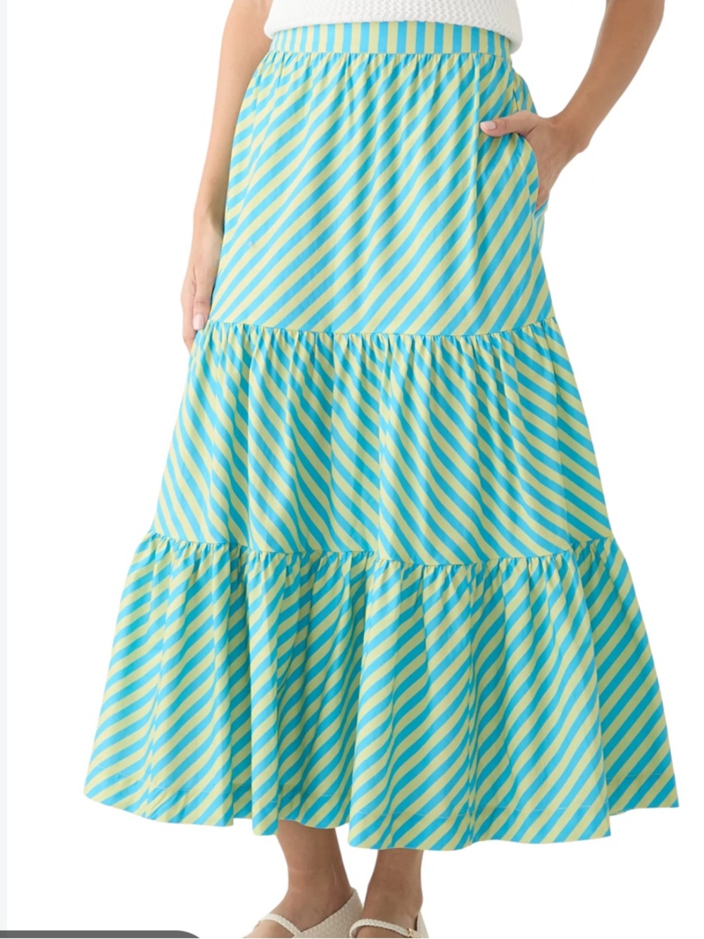 Philosophy Green Blue Cotton Stripe Maxi Skirt size L